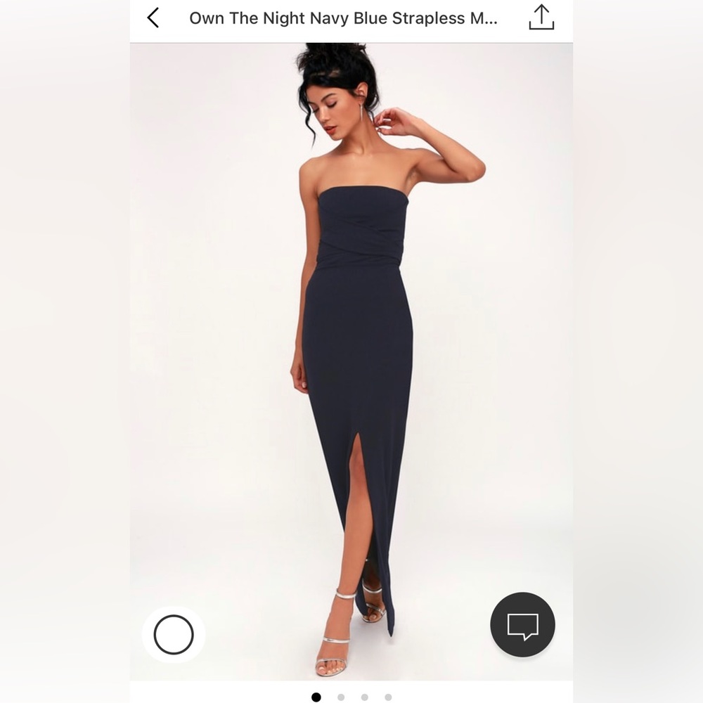 Navy blue strapless dress, size small